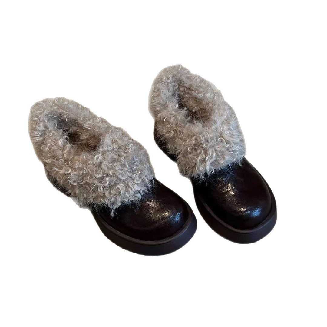 Ladies stylish and practical ankle boots with faux fur Mune Fashion
