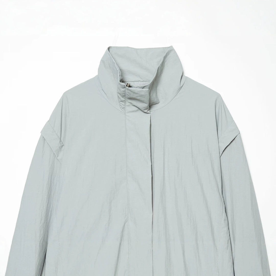 Women Cropped Transition Jacket with High Stand-Up Collar and Hidden Zipper Mune Fashion