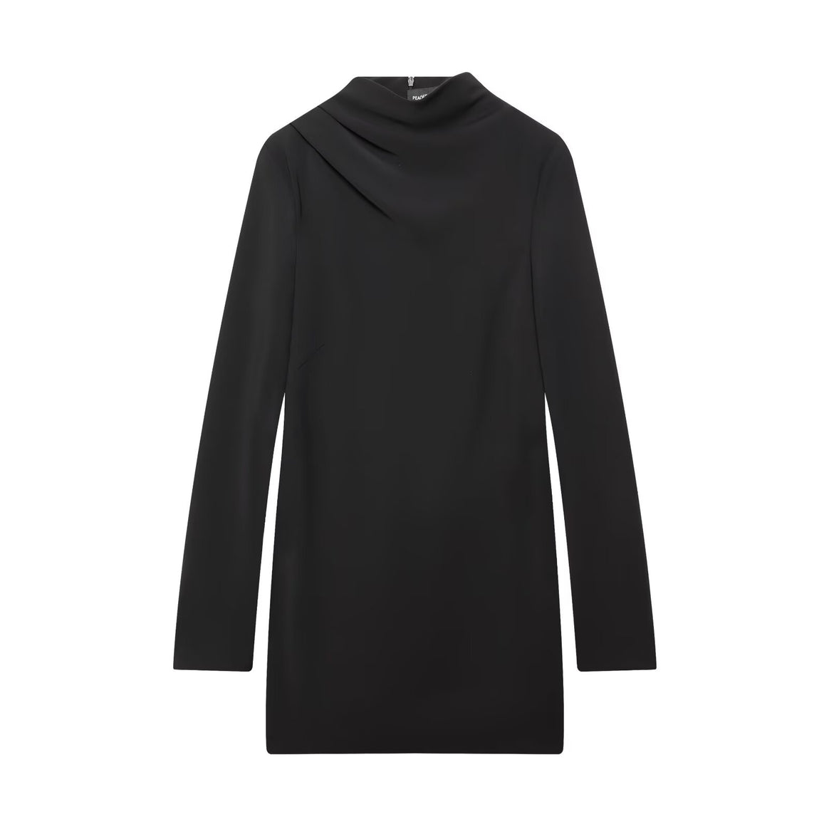 Women's Fitted Mini Dress with Draped Stand Collar Mune Fashion