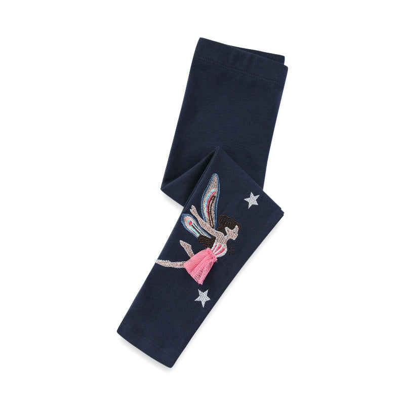 Girl leggings with sparkling fairy and butterfly appliqués Mune Fashion