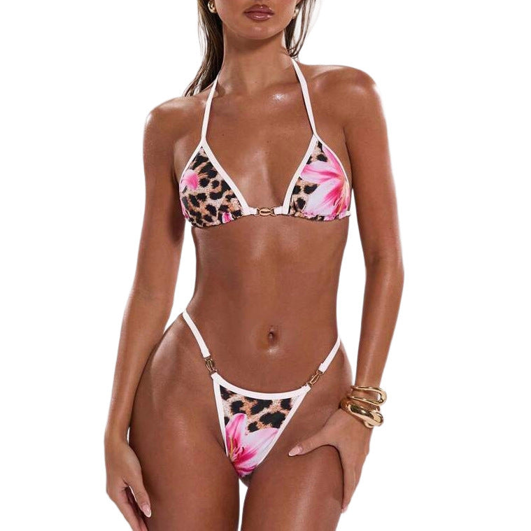 Ladies triangle bikini with cheerful floral print and animal pattern Mune Fashion