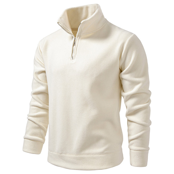Men's Fleece Half-Zip Pullover with Standing Collar and Soft Microfleece Mune Fashion