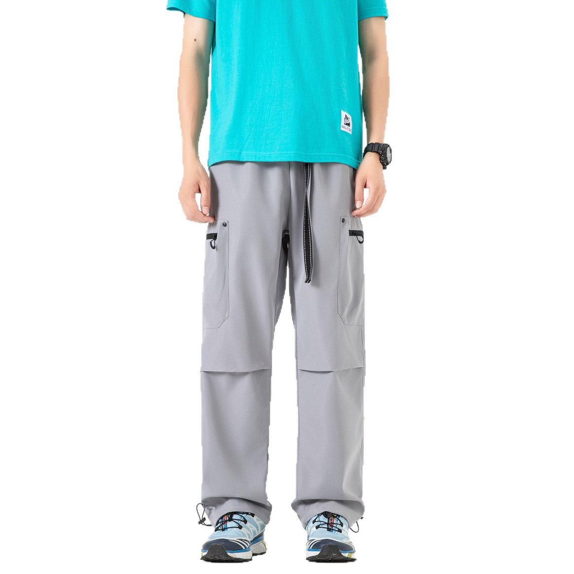 Damen Weite Technical-Cargo-Hose mit Tunnelzugbund, verstärkten Kniepartien und verstellbaren Beinabschlüssen Mune Fashion