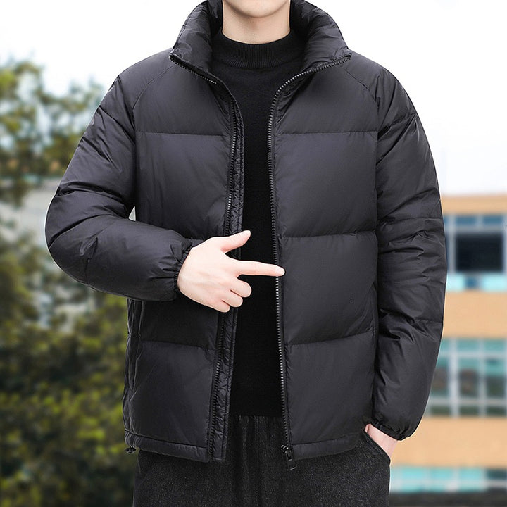 Men's Short Cut Thermoregulating Puffer Jacket with High Standing Collar & Two-Way Zipper Mune Fashion