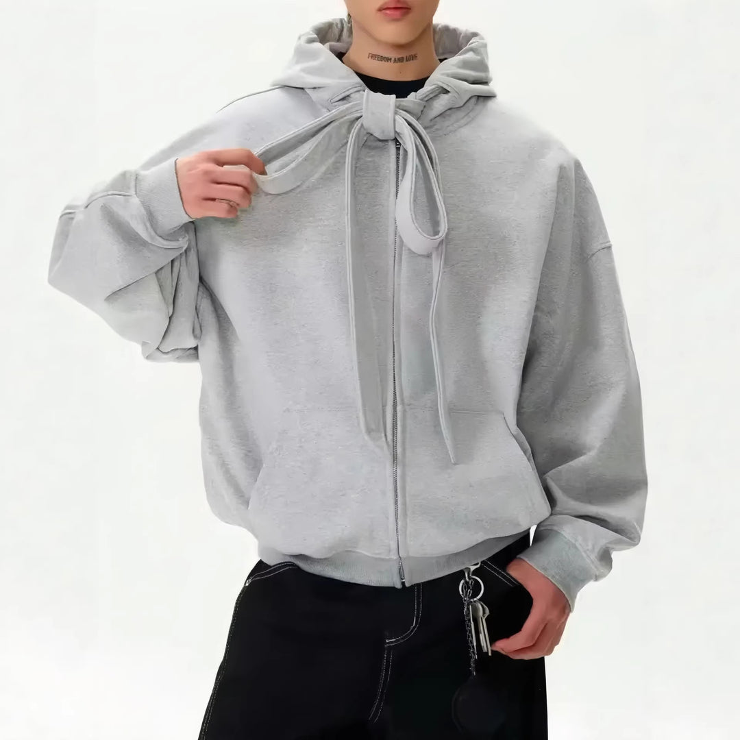 Women's Fashion Hoodie Jacket with Bow Detail