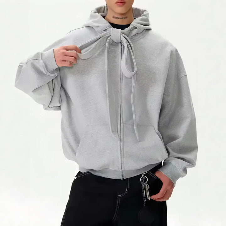 Women's Fashion Hoodie Jacket with Bow Detail