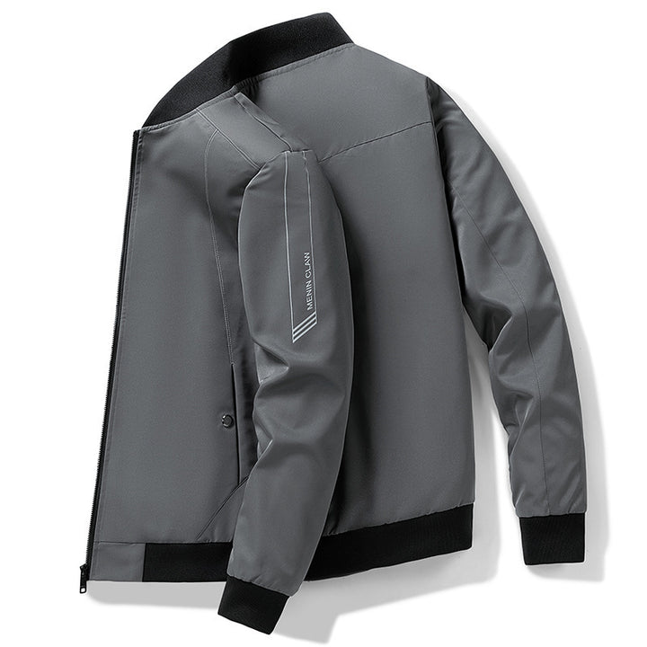 Men's lightweight windproof bomber jacket with ribbed cuffs and concealed zip front Mune Fashion