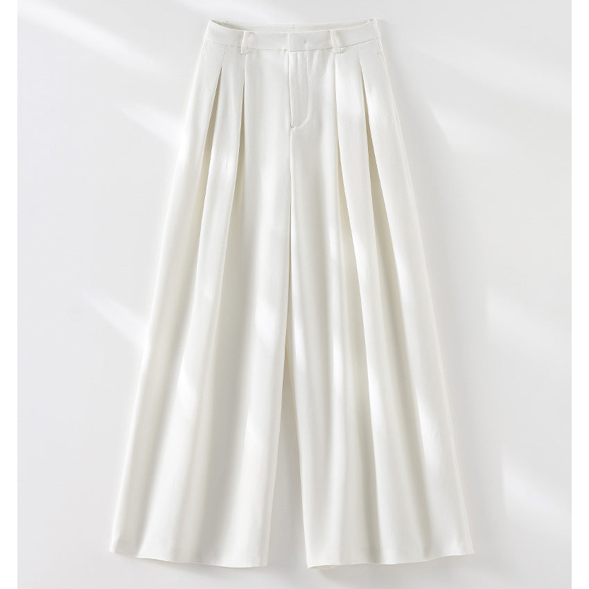 Women Wide High-Waist Trousers with Pleats and Culotte Silhouette Mune Fashion