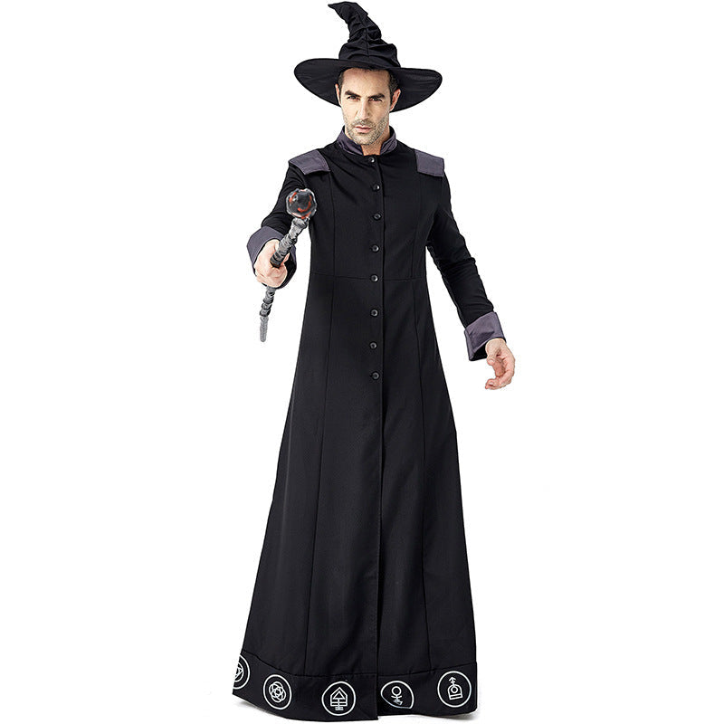 Men's magician costume with detailed symbols and elegant cape Mune Fashion