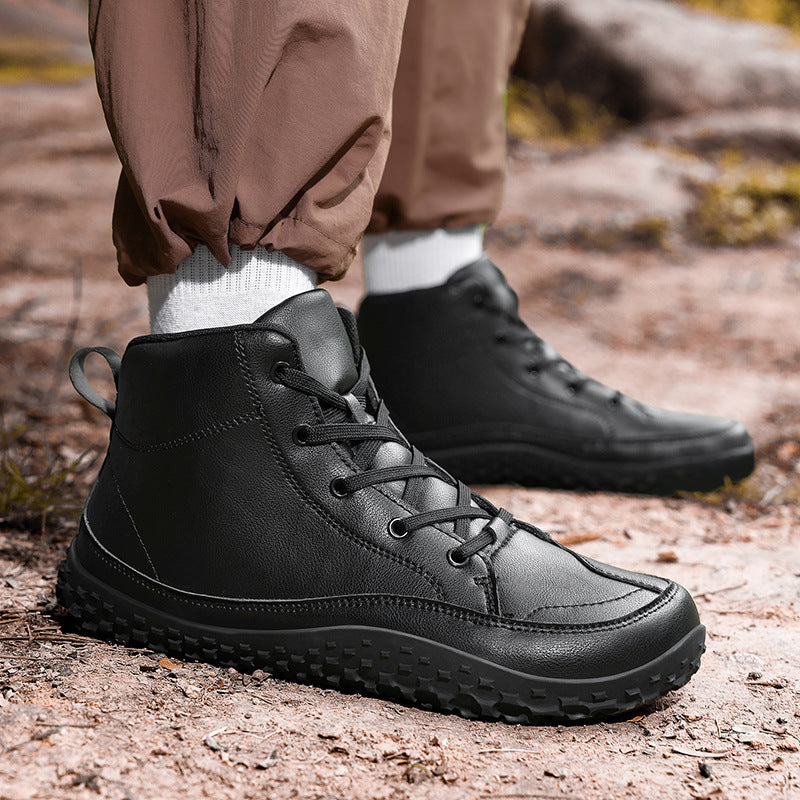 Men's urban leather sneaker boot with padded shaft and grippy profile sole Mune Fashion