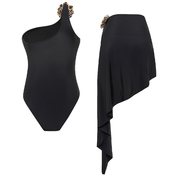 Women's one-piece swimsuit with asymmetrical wrap skirt Mune Fashion