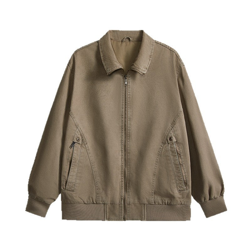 Men's lightweight cotton twill transitional jacket with zipper and balloon sleeves Mune Fashion