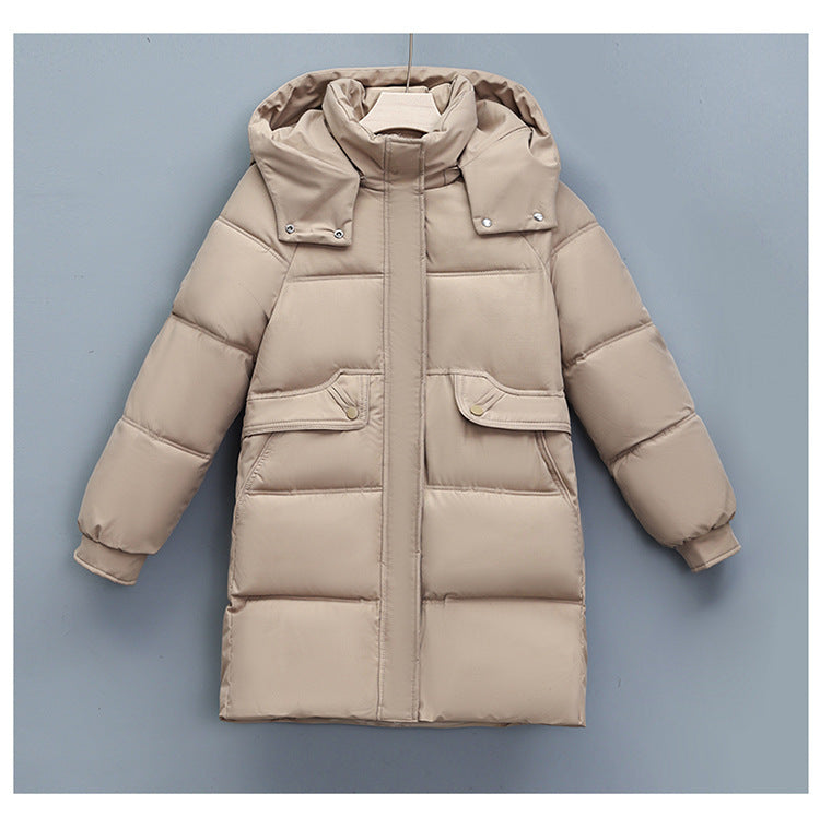 Women's long thermally insulated parka with removable hood, concealed zipper and flap pockets Mune Fashion