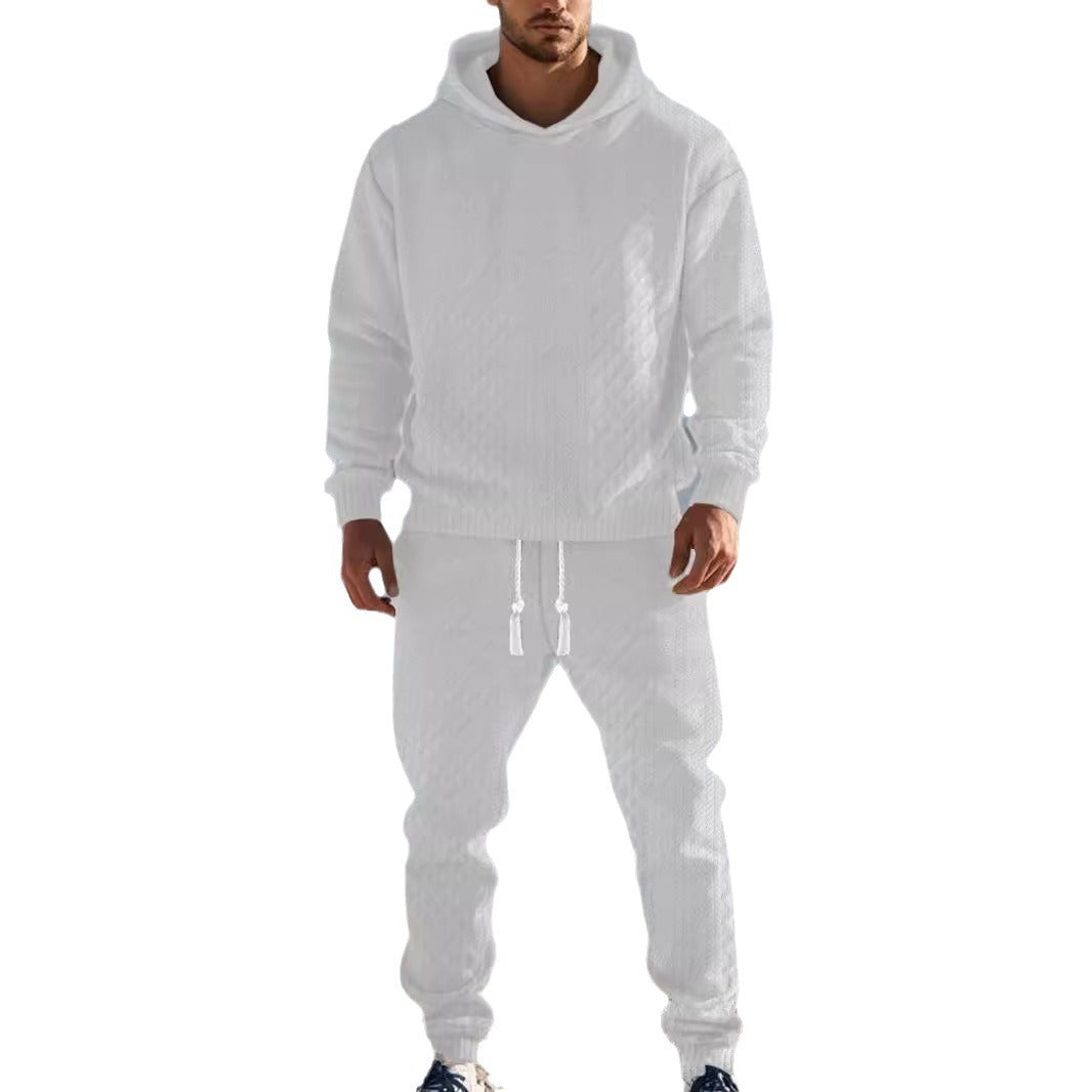 Men's Cozy Leisure Set with Hood and Elastic Waistband Mune