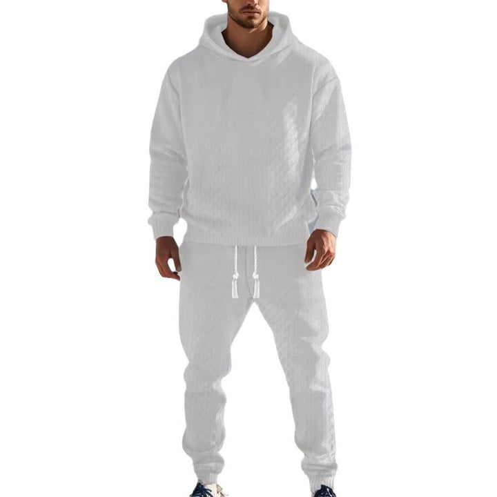 Men's Cozy Leisure Set with Hood and Elastic Waistband Mune