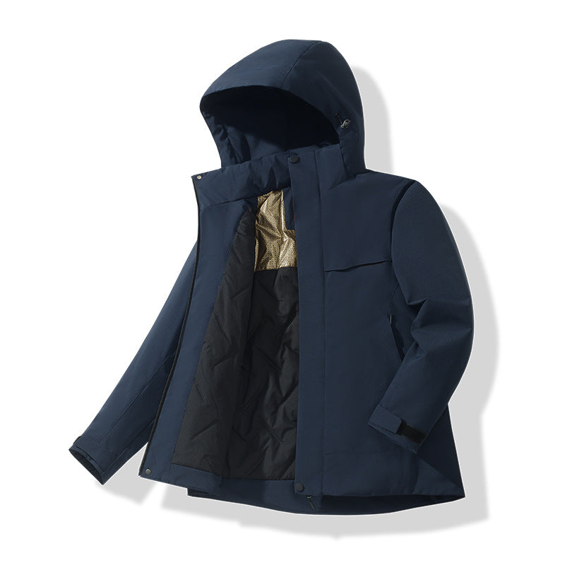 Men Water-repellent Thermal Parka with Hood, Quilted Interior & Hidden Zipper Mune Fashion