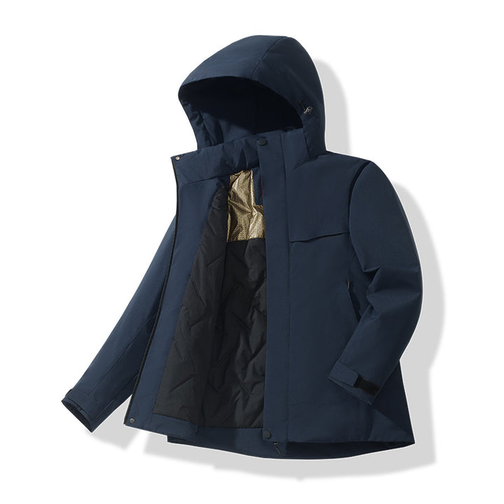 Men Water-repellent Thermal Parka with Hood, Quilted Interior & Hidden Zipper Mune Fashion