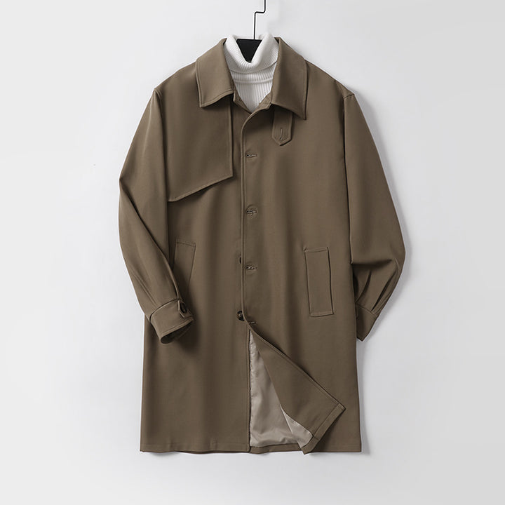 Men's mid-length oversized short coat with button placket and fine lining Mune Fashion