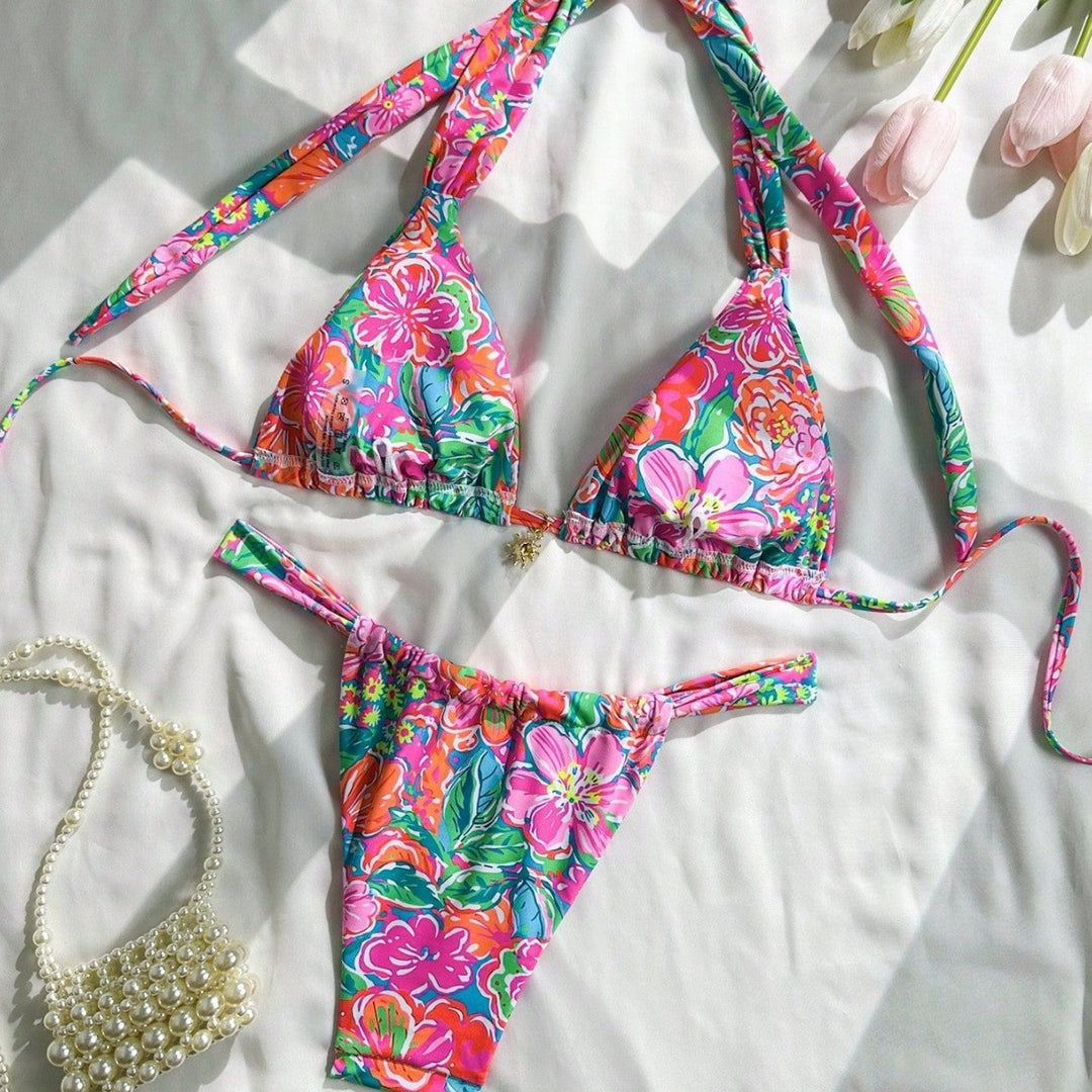 Women's Triangle Bikini with fashionable floral design Mune Fashion