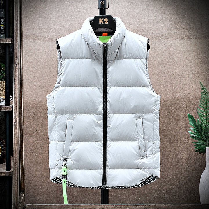 Men's padded quilted vest with high stand-up collar and drawstring hem Mune Fashion