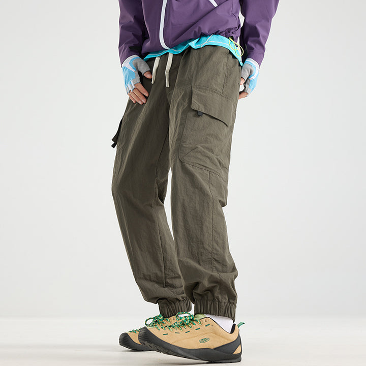 Men's Lightweight Utility Cargo Pants made of Ripstop with Elastic Hem and Multiple Pockets Mune Fashion