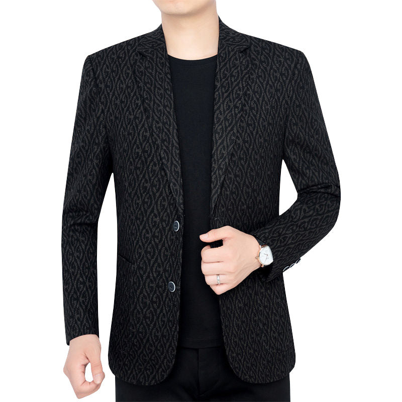 Men's Single-Breasted Jacquard Blazer with Slim Silhouette and Fine Texture Mune Fashion
