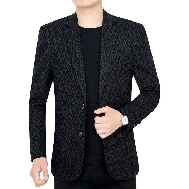 Men's Single-Breasted Jacquard Blazer with Slim Silhouette and Fine Texture Mune Fashion