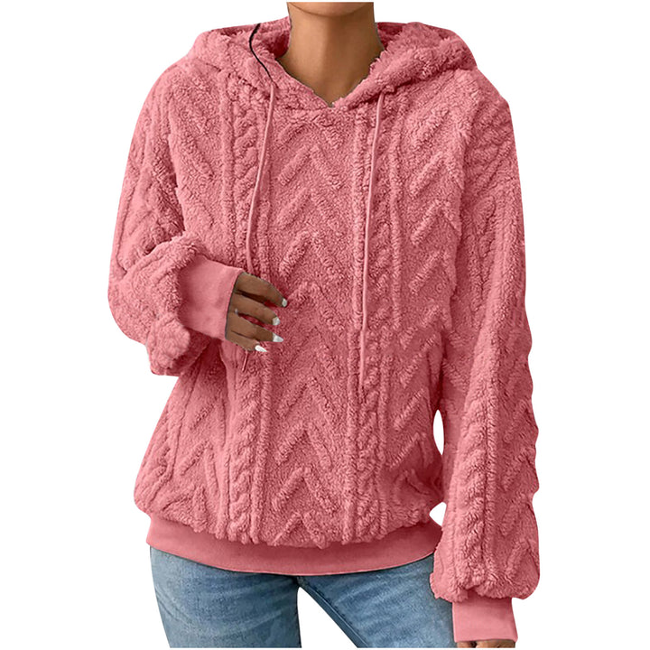 Women's hooded sweater with cable pattern, side pockets and ribbed cuffs Mune Fashion