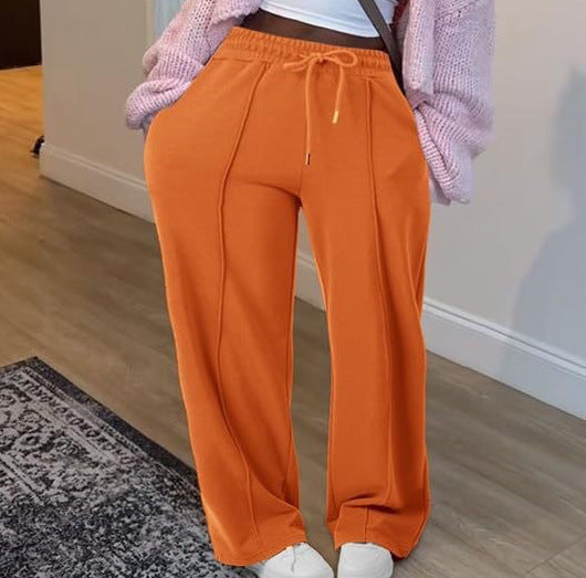 Women nan High-Waist Relax leisure pants with double ribbed waistband, visible crease and wide leg Mune Fashion