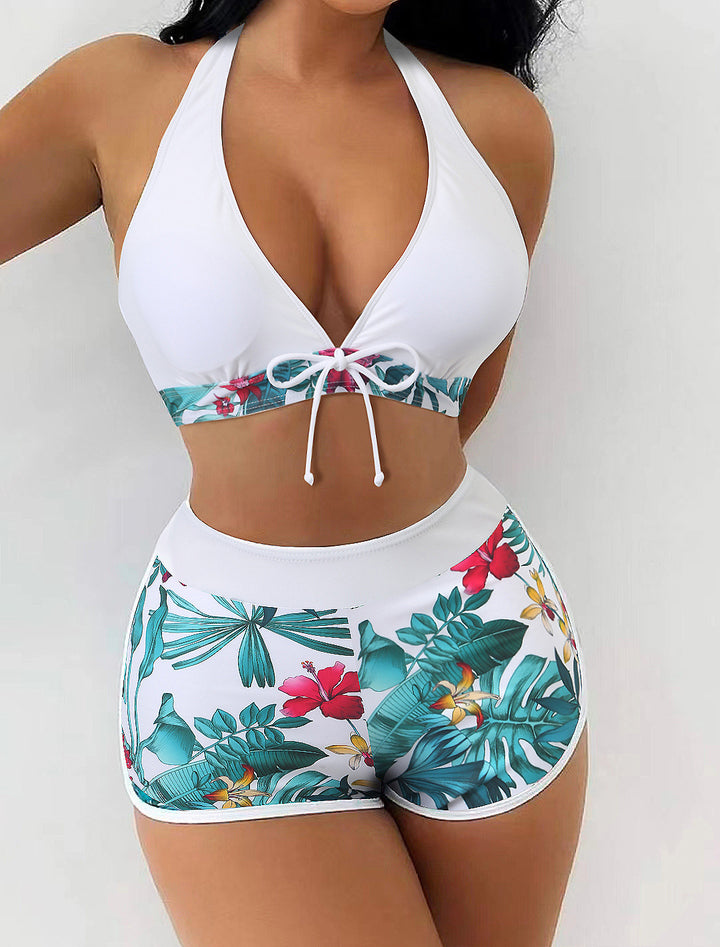 Ladies triangle bikini with floral shorts design Mune Fashion
