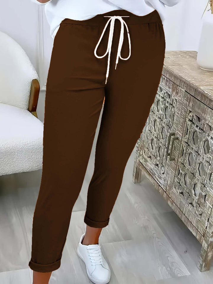 Women's Slim-Fit Jogging Pants with Drawstring and Cuff Mune Fashion