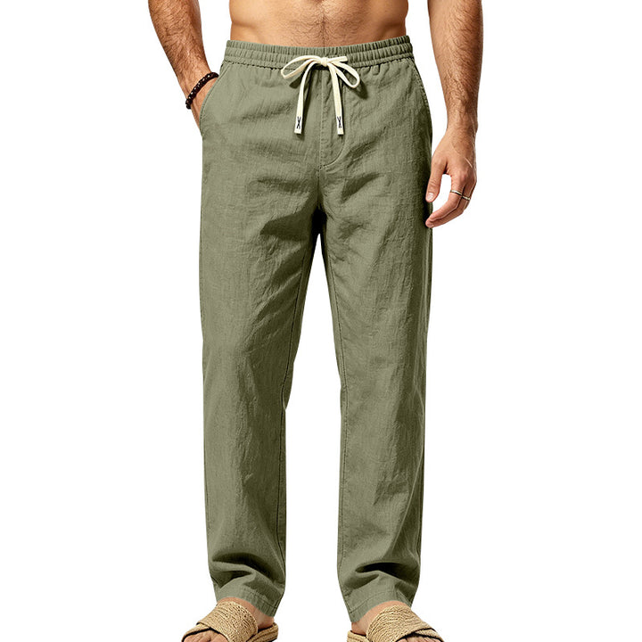 Men's Lightweight Relaxed Pants with Elastic Waistband, Drawstring and Applied Cargo Pocket Mune Fashion