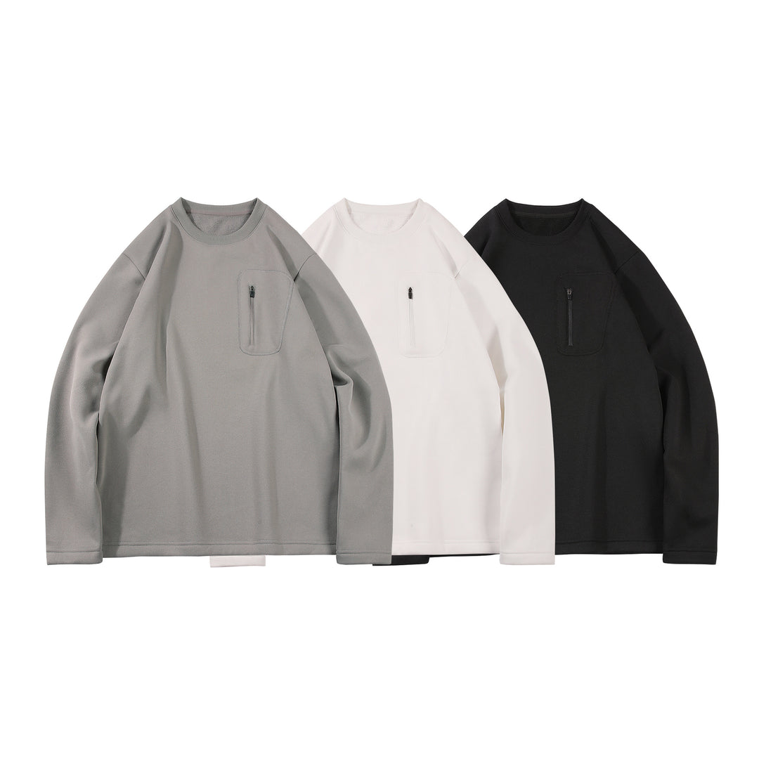 Men's Oversized Sweatshirt with Chest Zipper Pocket, Raglan Sleeves and Soft Inner Lining Mune Fashion