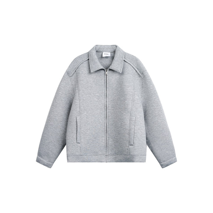 Women Lightweight Boxy Sweat Jacket with Shirt Collar, Full Zip and Concealed Side Pockets Mune Fashion
