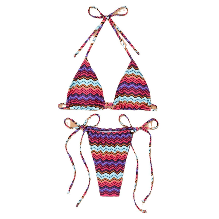 Women's triangle bikini with floral design and adjustable ties Mune Fashion