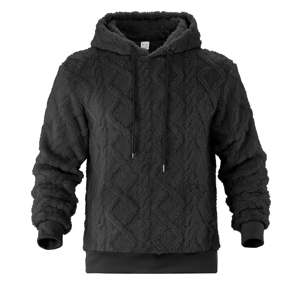 Men's teddy fleece hoodie with diamond structure, lined hood, and soft ribbed cuffs Mune Fashion