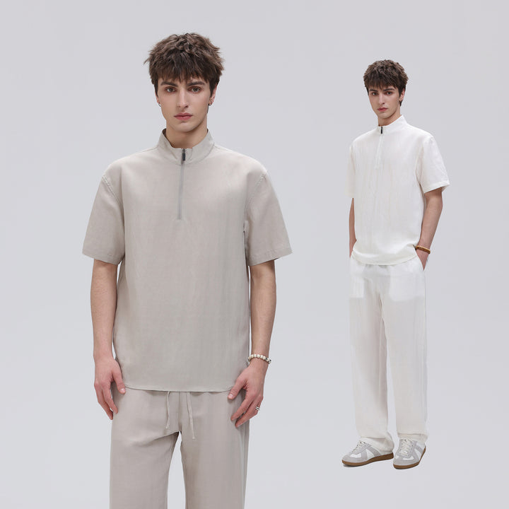 Herren Kurzarm‑Halbzip‑Shirt mit Stehkragen und Relaxed‑Fit Mune Fashion