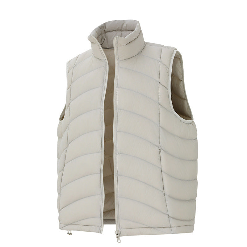 Unisex ultralight down look quilted vest with two-way zipper and stand-up collar Mune Fashion