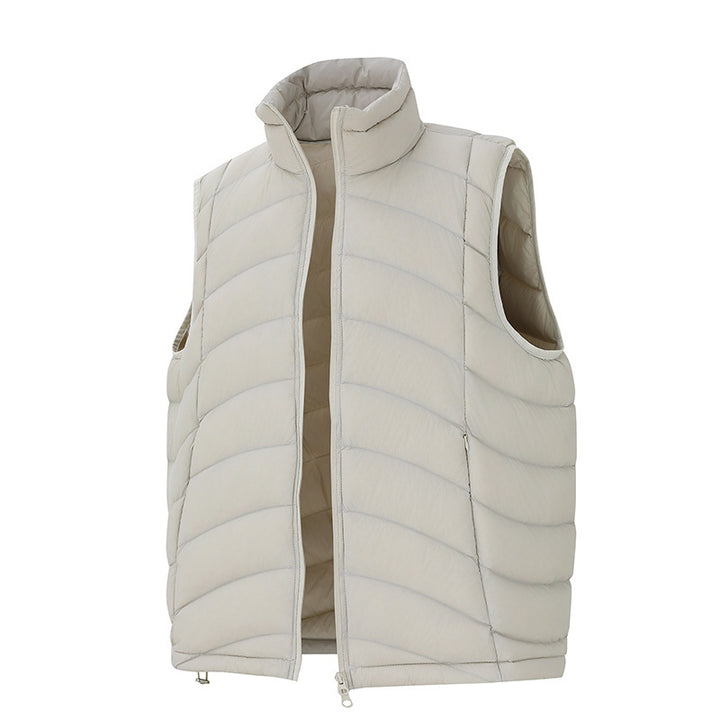 Unisex ultralight down look quilted vest with two-way zipper and stand-up collar Mune Fashion