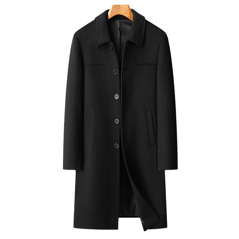 Men's Longer single-breasted wool coat with slim silhouette Mune Fashion