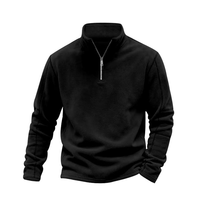 Men's lightweight fleece pullover with half zipper and stand-up collar Mune Fashion