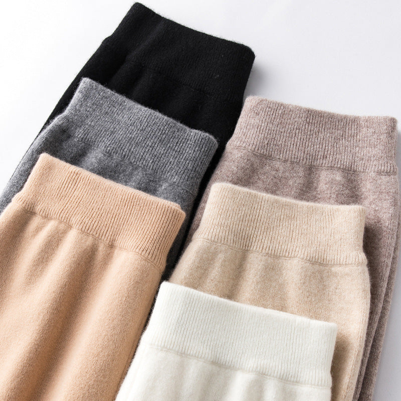 Women's Wide Knit Pants with High Waist and Cashmere-like Softness Mune Fashion