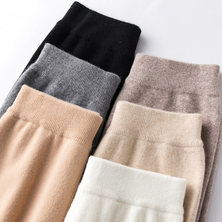 Women's Wide Knit Pants with High Waist and Cashmere-like Softness Mune Fashion