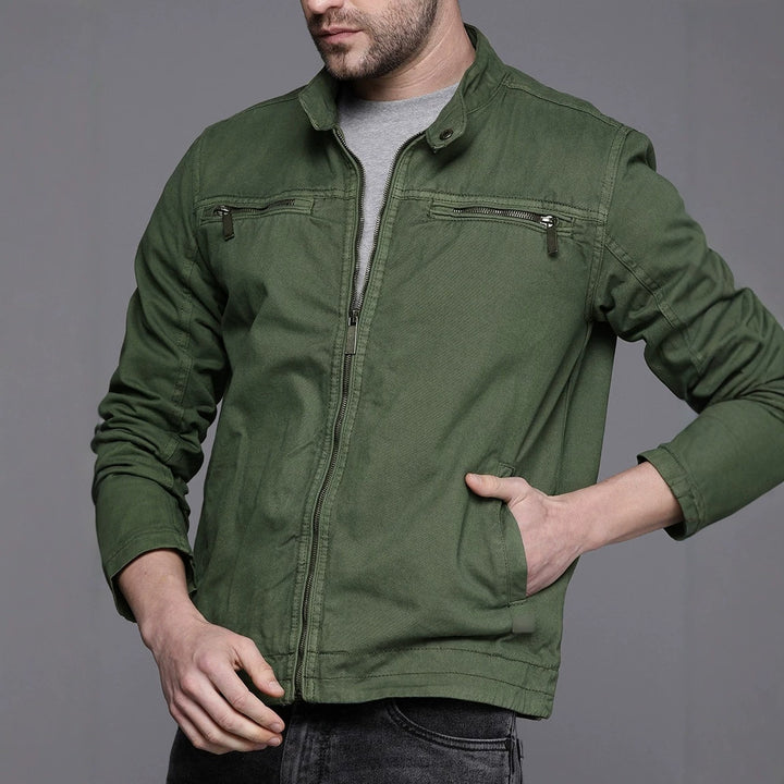 Men's Fashion Transitional Jacket with Zipper and Pockets