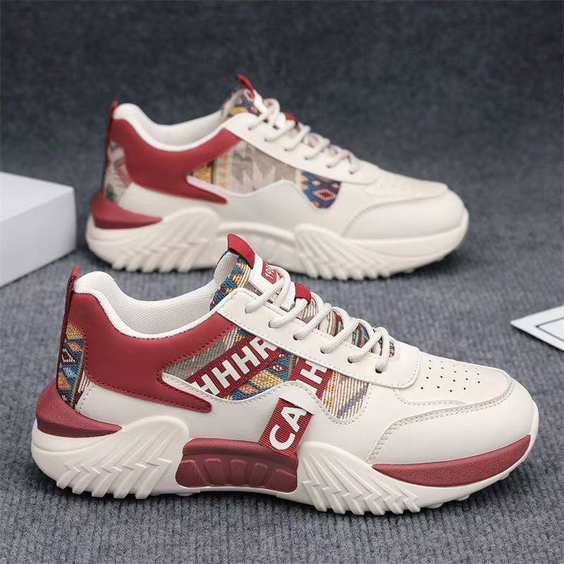 Women Chunky Platform Sneaker with Ethnic Woven Pattern and Padded Comfort Shaft Mune Fashion