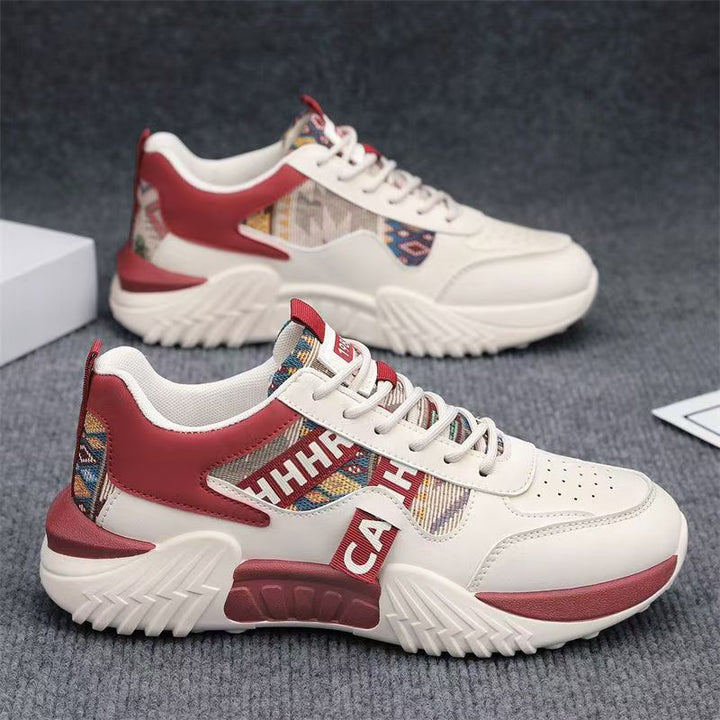Women Chunky Platform Sneaker with Ethnic Woven Pattern and Padded Comfort Shaft Mune Fashion