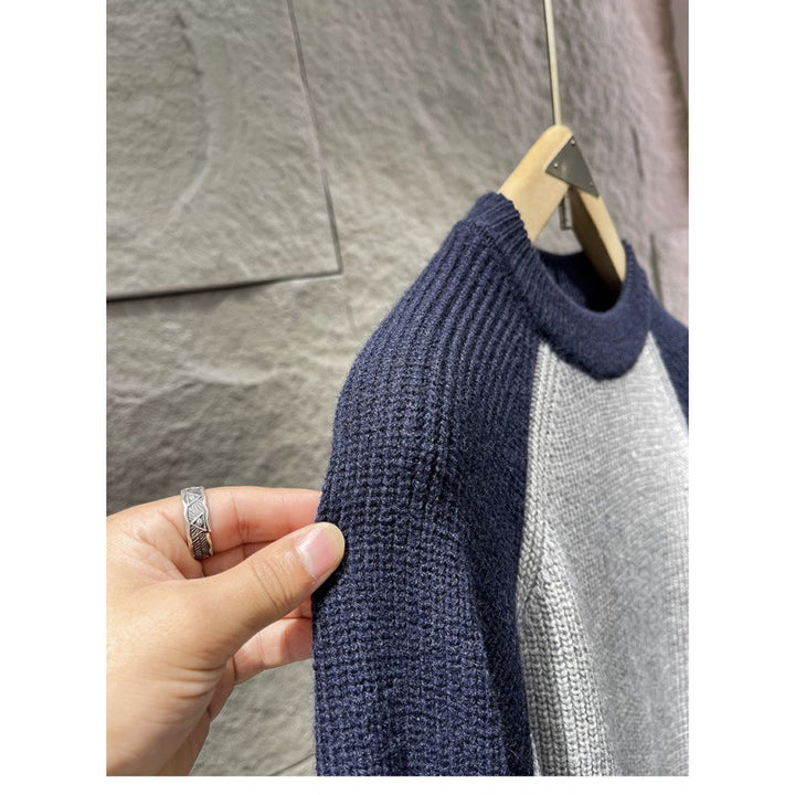 Men's raglan contrast knit sweater with fine rib structure and ribbed cuffs Mune Fashion