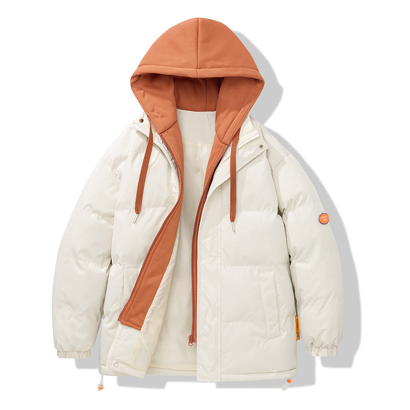 Men's two-layer oversized quilted jacket with integrated contrast hooded inner jacket and thermal insulation Mune Fashion
