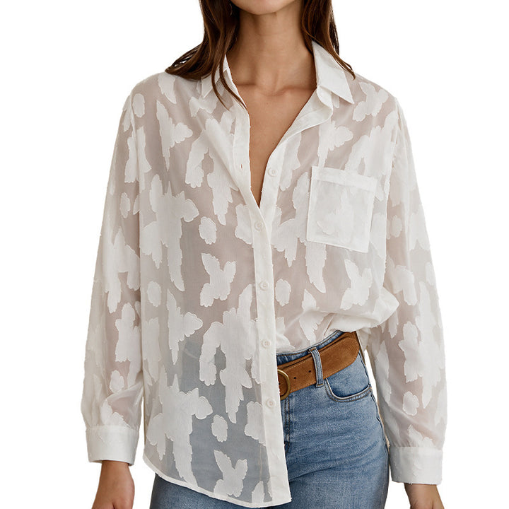 Women Elegant Blouse with Transparent Structure Mune Fashion