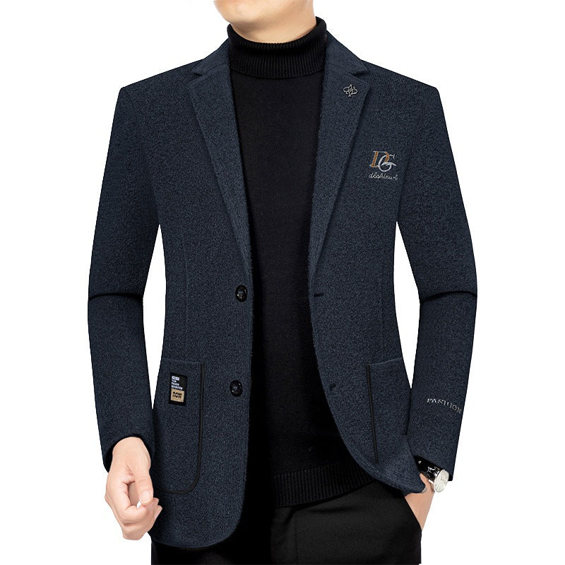 Men's tweed-blend jacket with texture, patch pockets, and patterned lining Mune Fashion